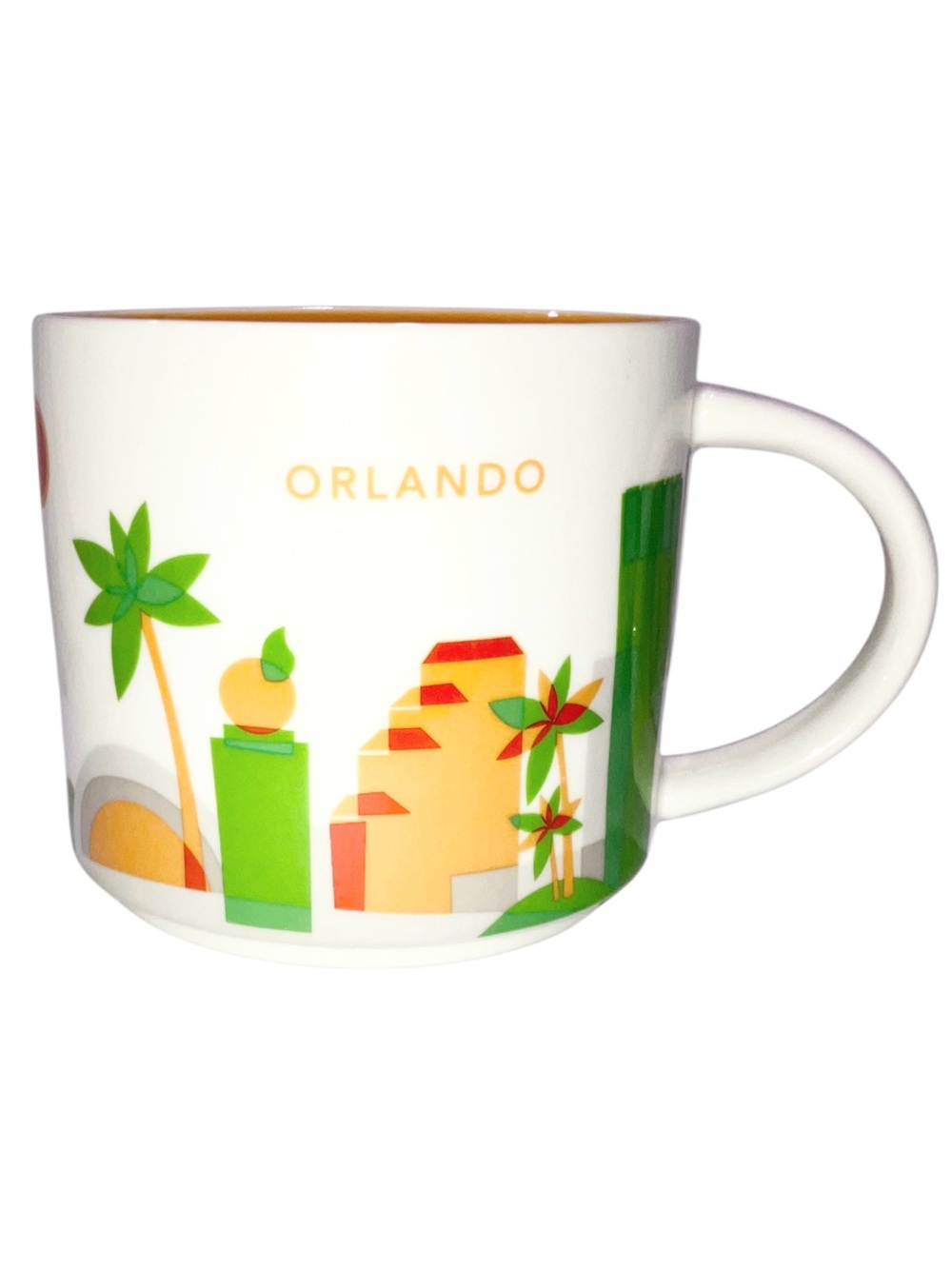Starbucks Orlando 2013 Mug You Are Here 14 oz Green White Orange Interior